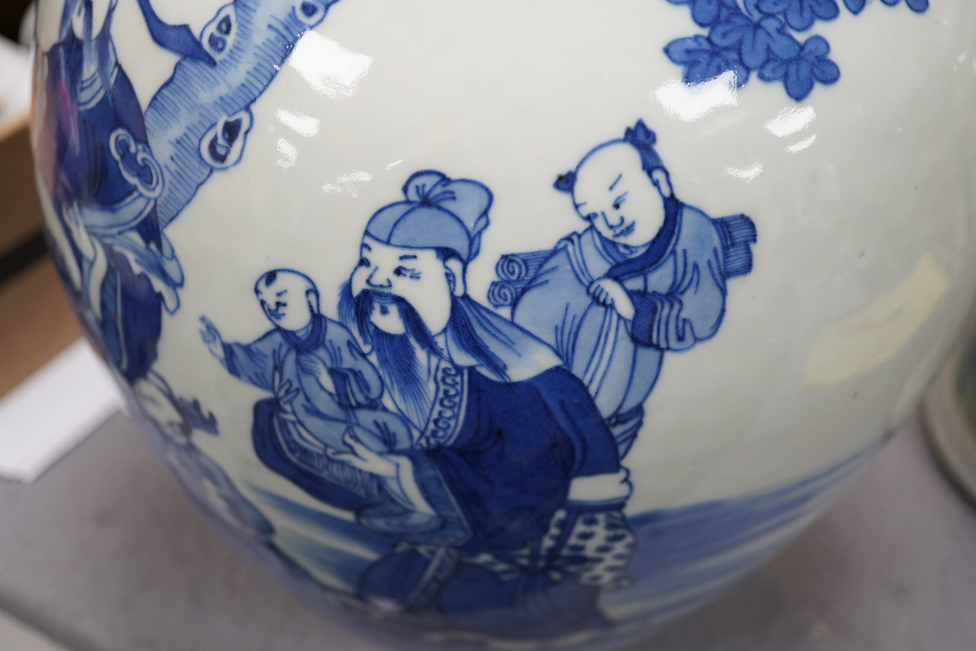 A Chinese blue and white 'Sanxing' ovoid vase, Qianlong period